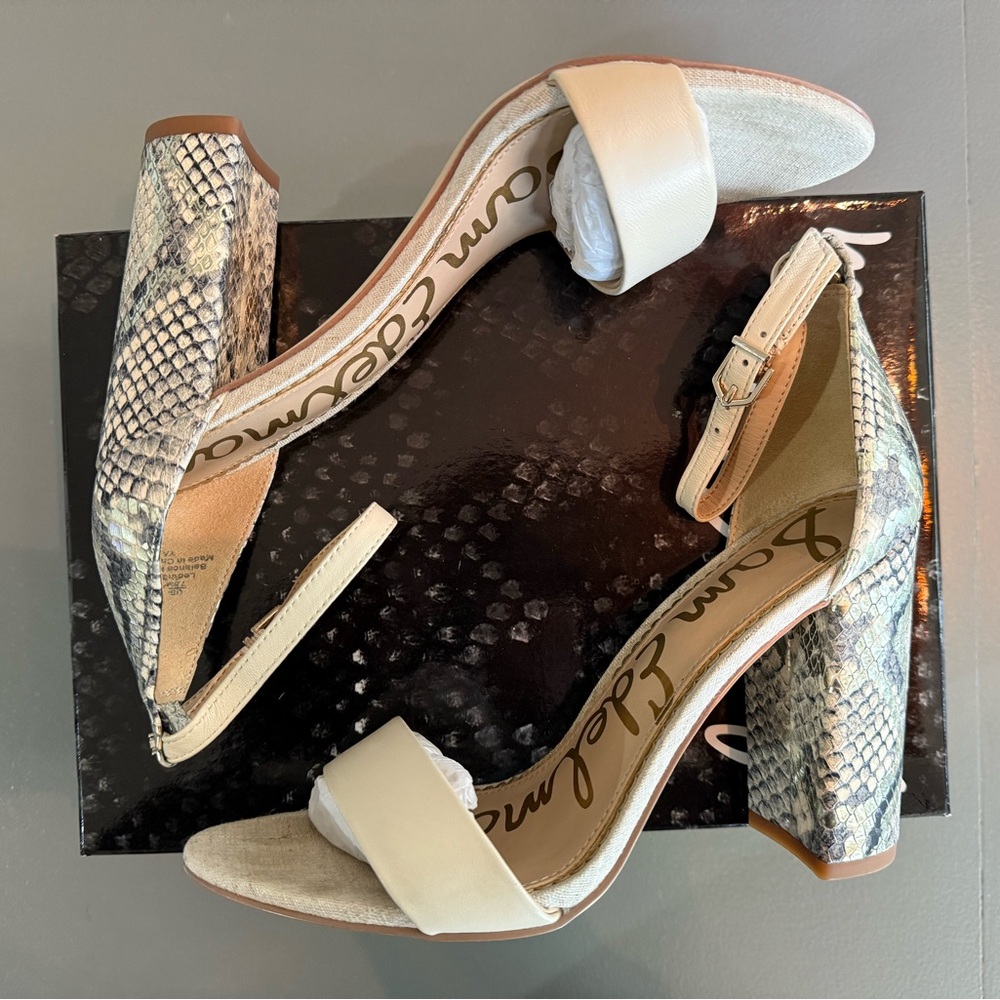 Sam Edelman Yaro Snakeskin Print Block Heel size 7.5